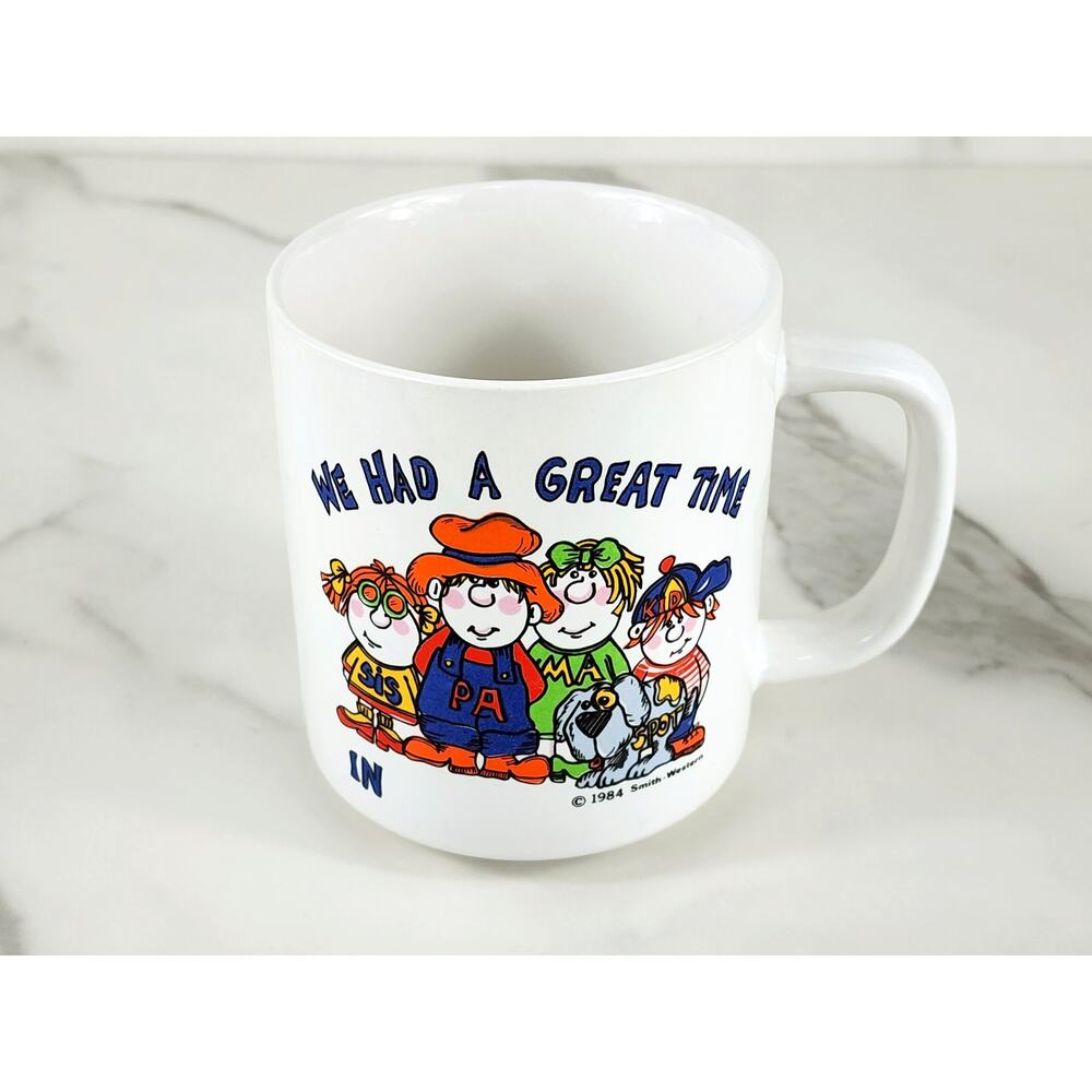 Smith Western Coffee Mug Teacup 10oz White 3 1/2" Ceramic 1984 Korea Vintage
